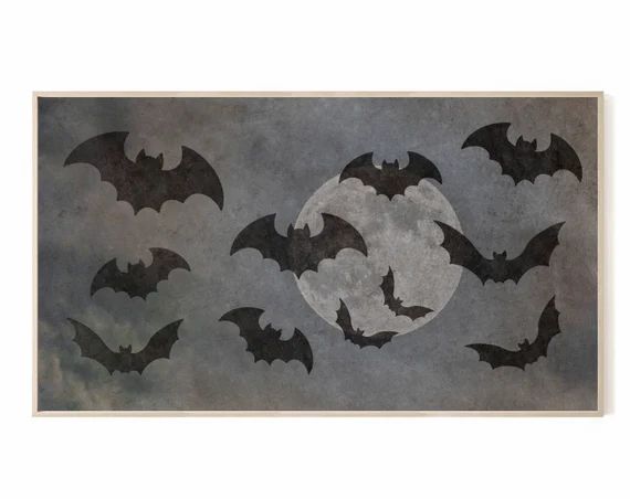 Samsung Frame TV Art Halloween Bats in the Full Moon Sky - Etsy | Etsy (US)
