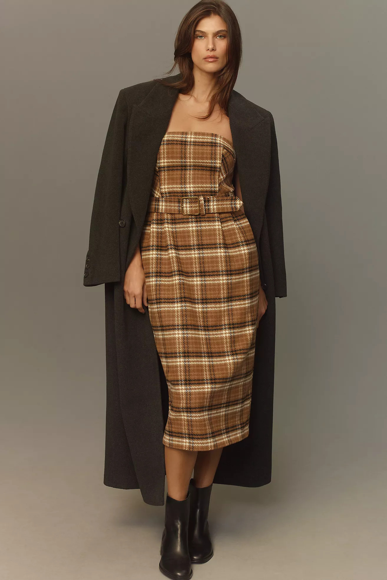 By Anthropologie Strapless Belted Midi Dress | Anthropologie (US)