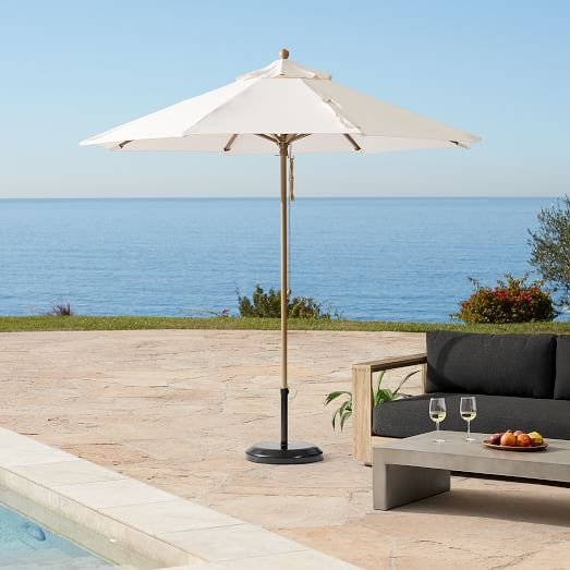 Round Outdoor Umbrella (9') - Wood Pole | West Elm (US)