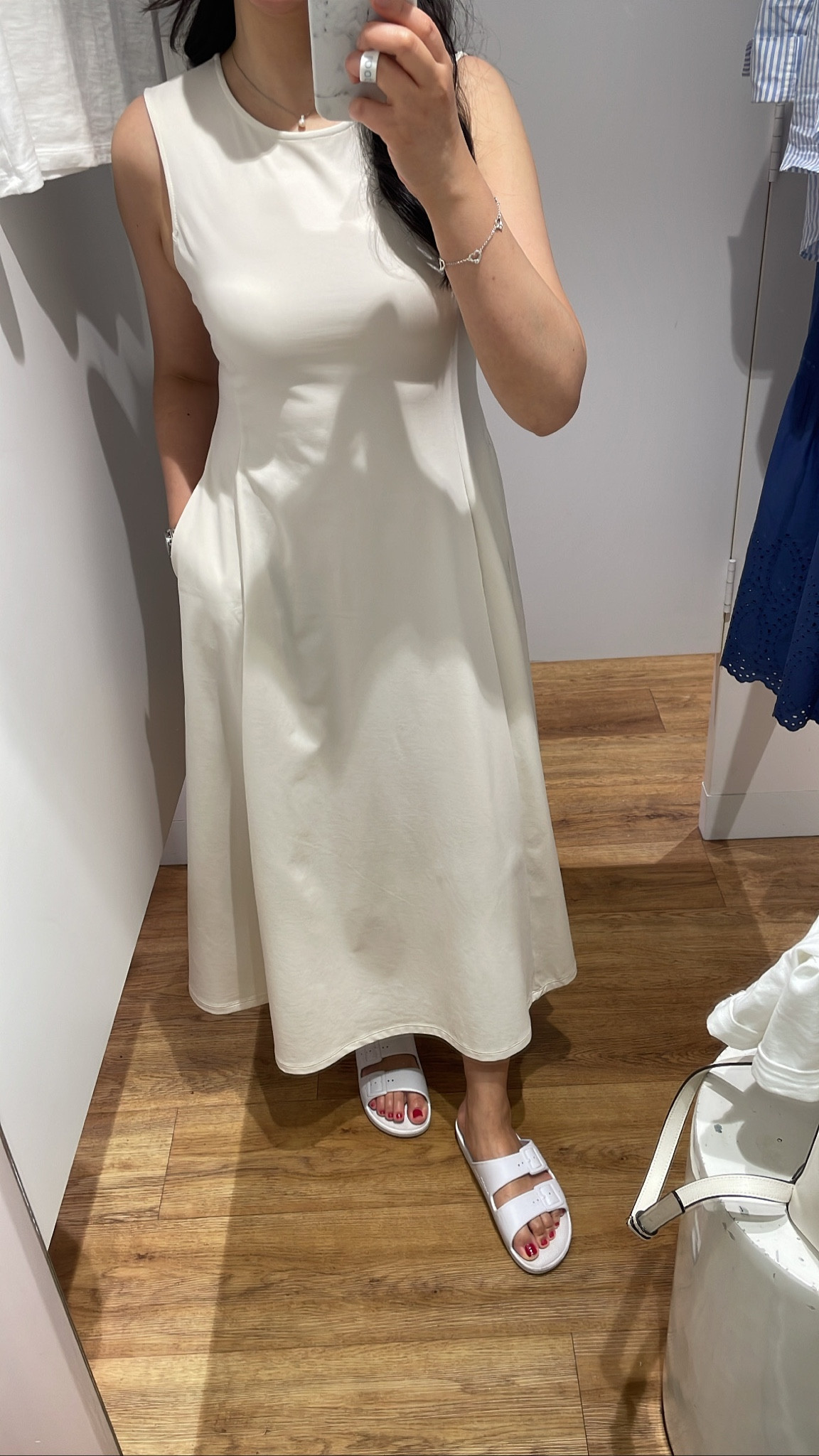 Under $40. This is a lovely stretchy dress available in 5 colors. I have a small bust (34AA) but the figure flattering cut skims your body. Size XS fit me well. The light color requires nude undergarments. I'm 5'2.5" and 117 pounds.

#LTKworkwear #LTKSeasonal #LTKunder50