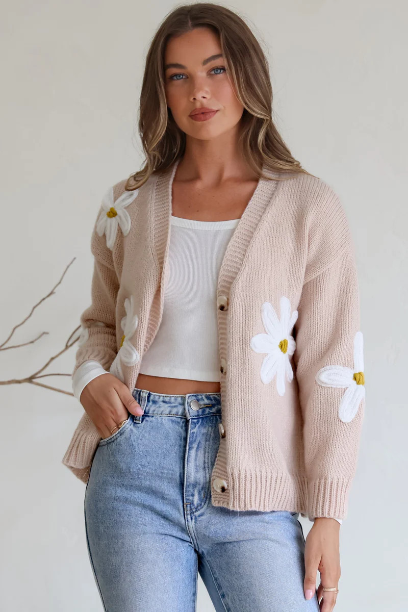 Shop Cozy Knitwear: Daisy Belle Cardigan - Beige | saltycrush.com | Salty Crush