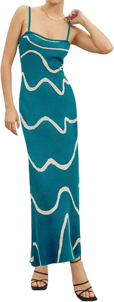 Fabumily Sexy Knit Bodycon Dress for Women Sleeveless Spaghetti Strap Cut Out Maxi Dress Backless... | Amazon (US)