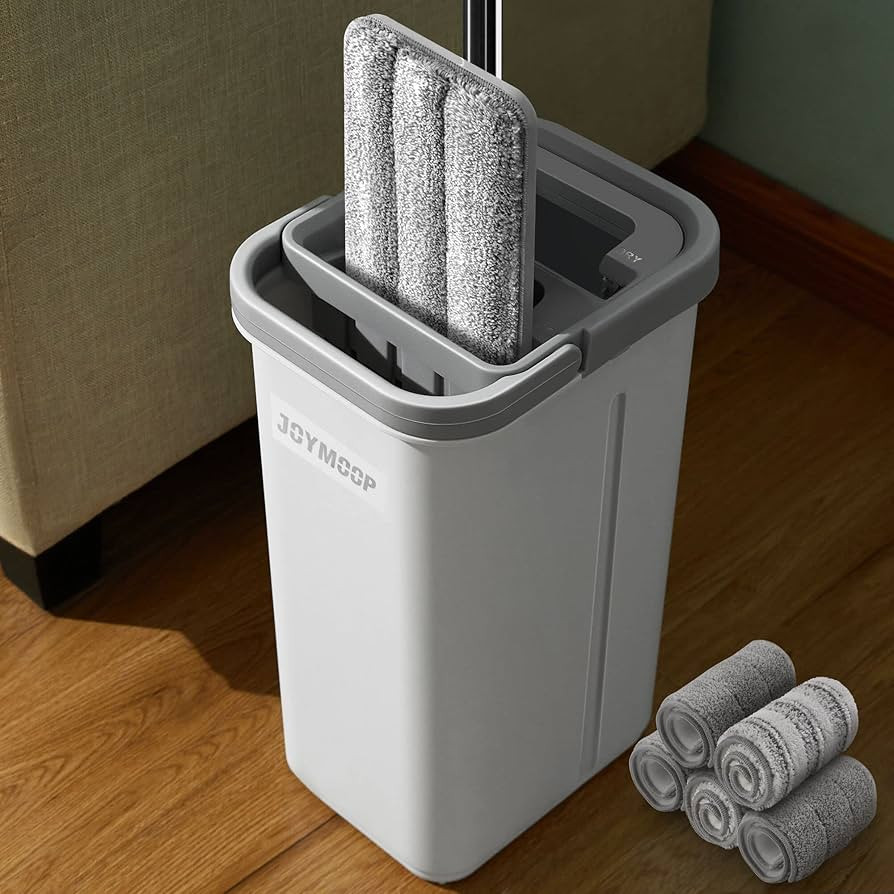JOYMOOP Mop and Bucket with Wringer Set, Hands Free Flat Floor Mop and Bucket, with 5 Washable Mi... | Amazon (US)