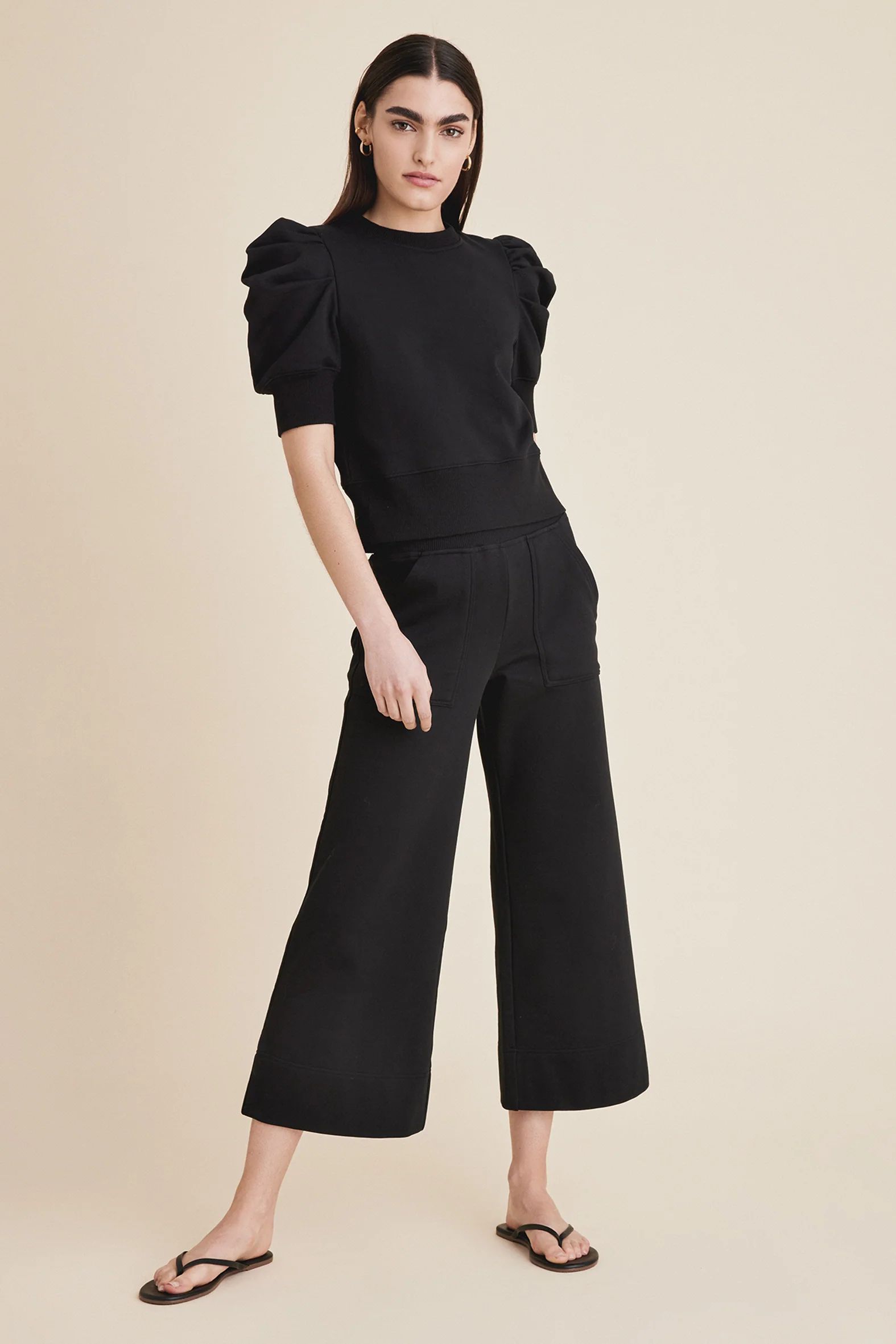 The Culotte Sweatpant in Black | Sold Out NYC