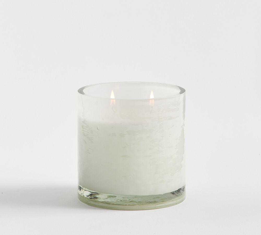 Hammered Glass Scented Candles - Bergamot & White Oak | Pottery Barn (US)