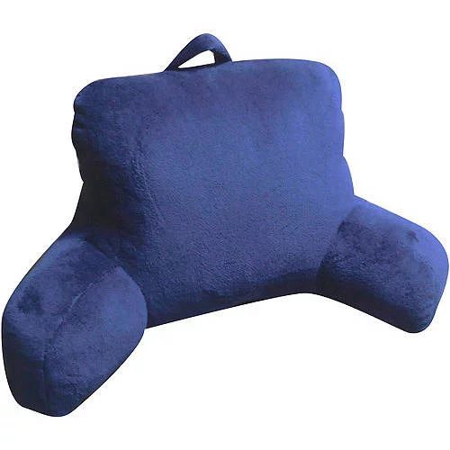 Mainstays Micro Mink Solid Color Plush Backrest Lounger Pillow, Indigo Blue | Walmart (US)