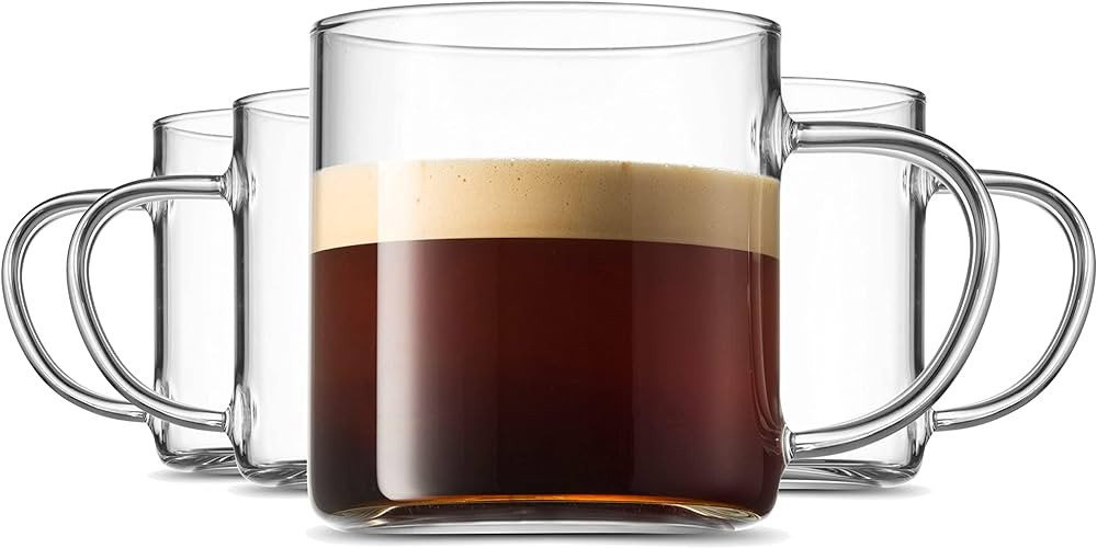 Lefonte Coffee Mugs, Glass Coffee Mugs Set, Coffee Mug, Tea Cups, Glass Tea Cup Set - 14oz, Set o... | Amazon (US)
