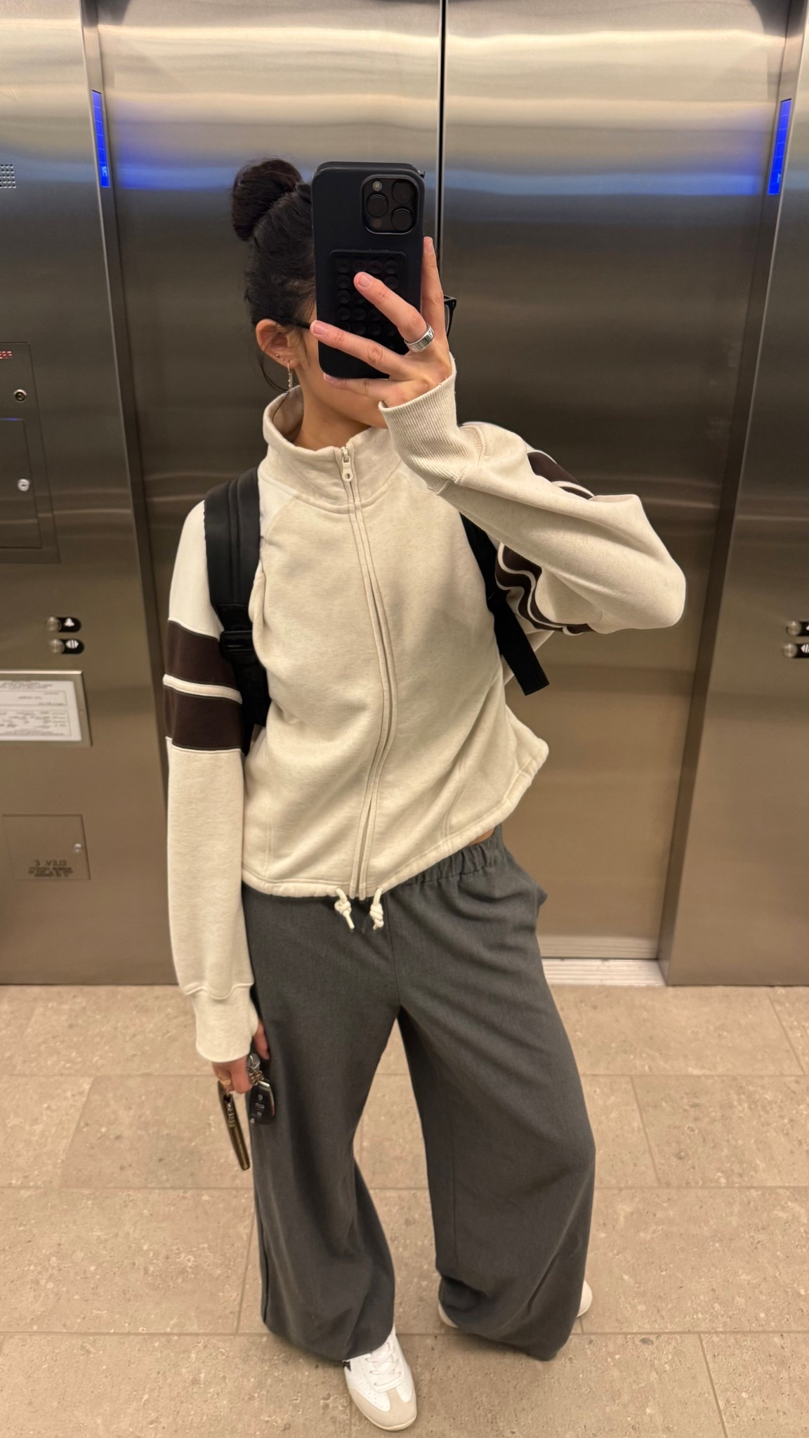 Wearing a M in the zip up! Finals day ootd