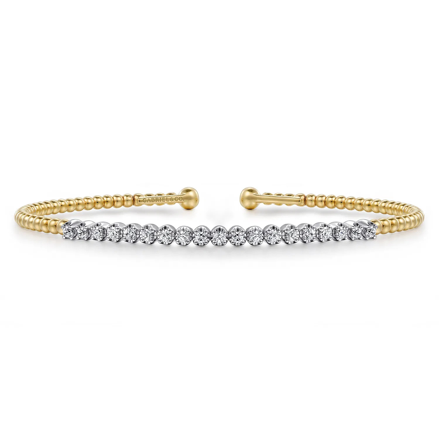 14K White-Yellow Gold Bujukan Diamond Cuff Bracelet | Gabriel & Co. Fine Jewelry And Bridal