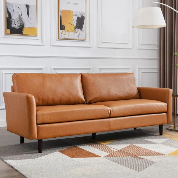 Louvre 80.3'' Faux Leather Round Arm CAL117 Compliant Sofa | Wayfair North America