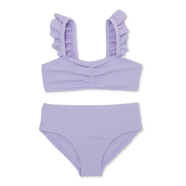 Wonder Nation Girl's Textured Ruffle Bikini, 2-Piece, Sizes 4-18 | Walmart (US)