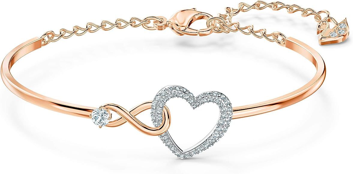 Amazon.com: Swarovski Infinity Heart Women's Bangle Bracelet with a Rose-Gold Tone Plated Bangle,... | Amazon (US)