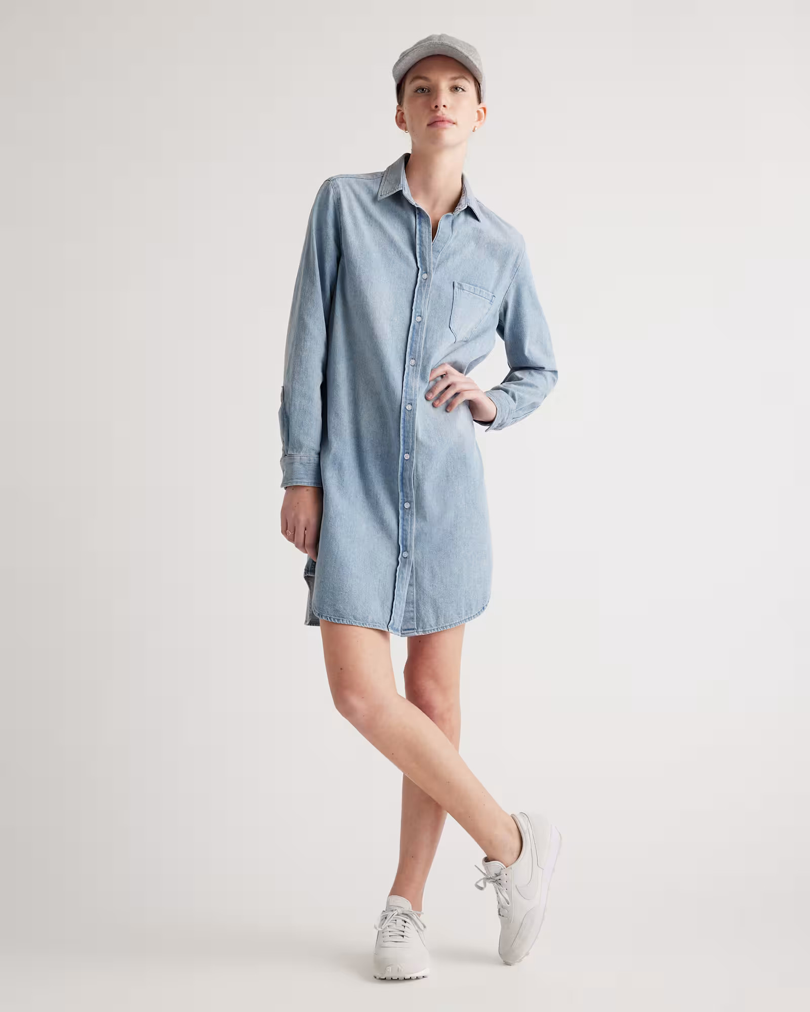 Distressed Denim Shirt Dress | Quince