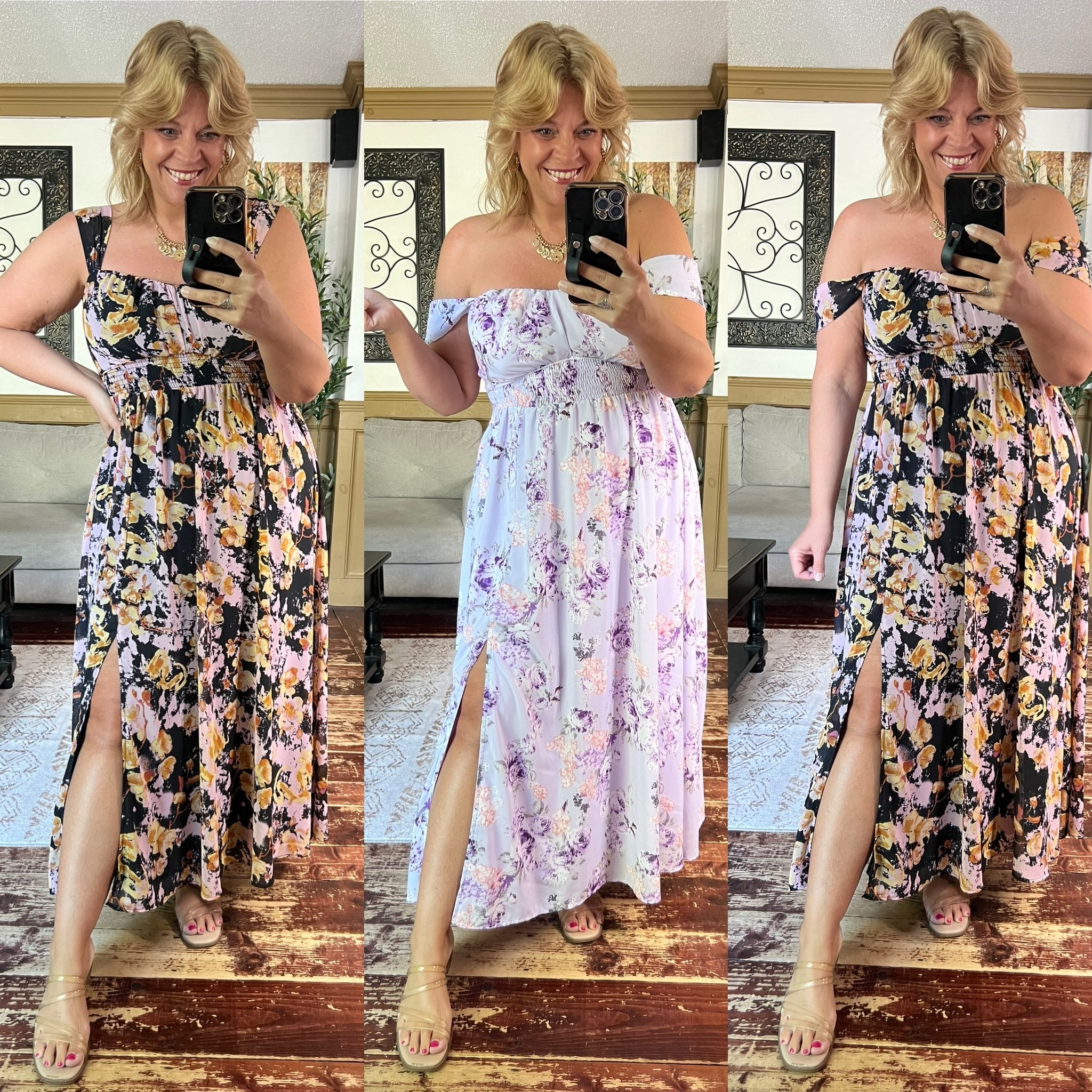 Special event dress, maxi gown with slit, off the shoulder dress, vacation dress, wedding guest dress- wearing size large 

#LTKWedding #LTKFindsUnder100 #LTKMidsize