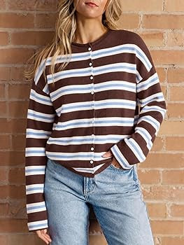 Saodimallsu Womens Button Up Long Sleeve Lightweight Knit Cardigan | Amazon (US)
