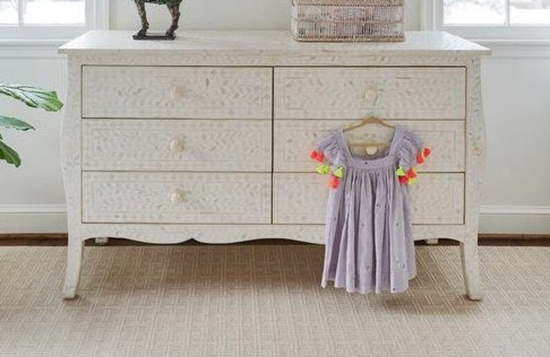 Bone Inlay White Floral Pattern French Chest of 6 Drawers - Etsy | Etsy (US)