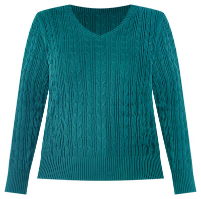 St. John's Bay Plus Womens V Neck Long Sleeve Cable Knit Pullover Sweater | JCPenney