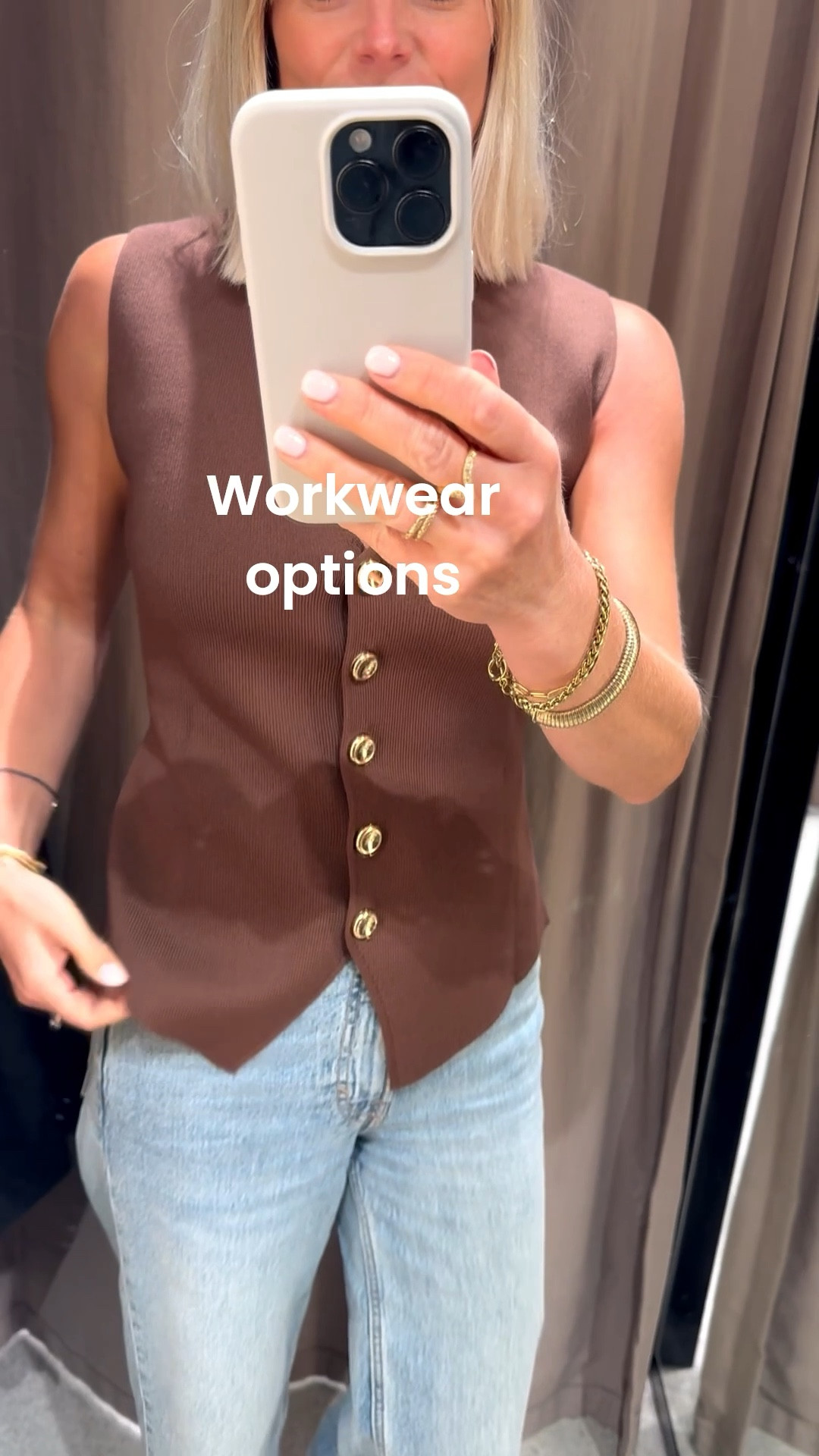 The waistcoat is still here for the AW and is a great option for work but also nice with cotton skirts and denim as here. 

Love the chocolate which is also a key colour trend for the AW. 

Wearing small which is good for 6/8

Workwear 
Aw trends 
Chocolate 

#LTKsummer #LTKautumn #LTKworkwear
