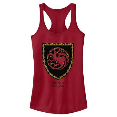 Juniors Womens Game of Thrones: House of the Dragon Targaryen Crest Racerback Tank Top - Scarlet - X Small | Target