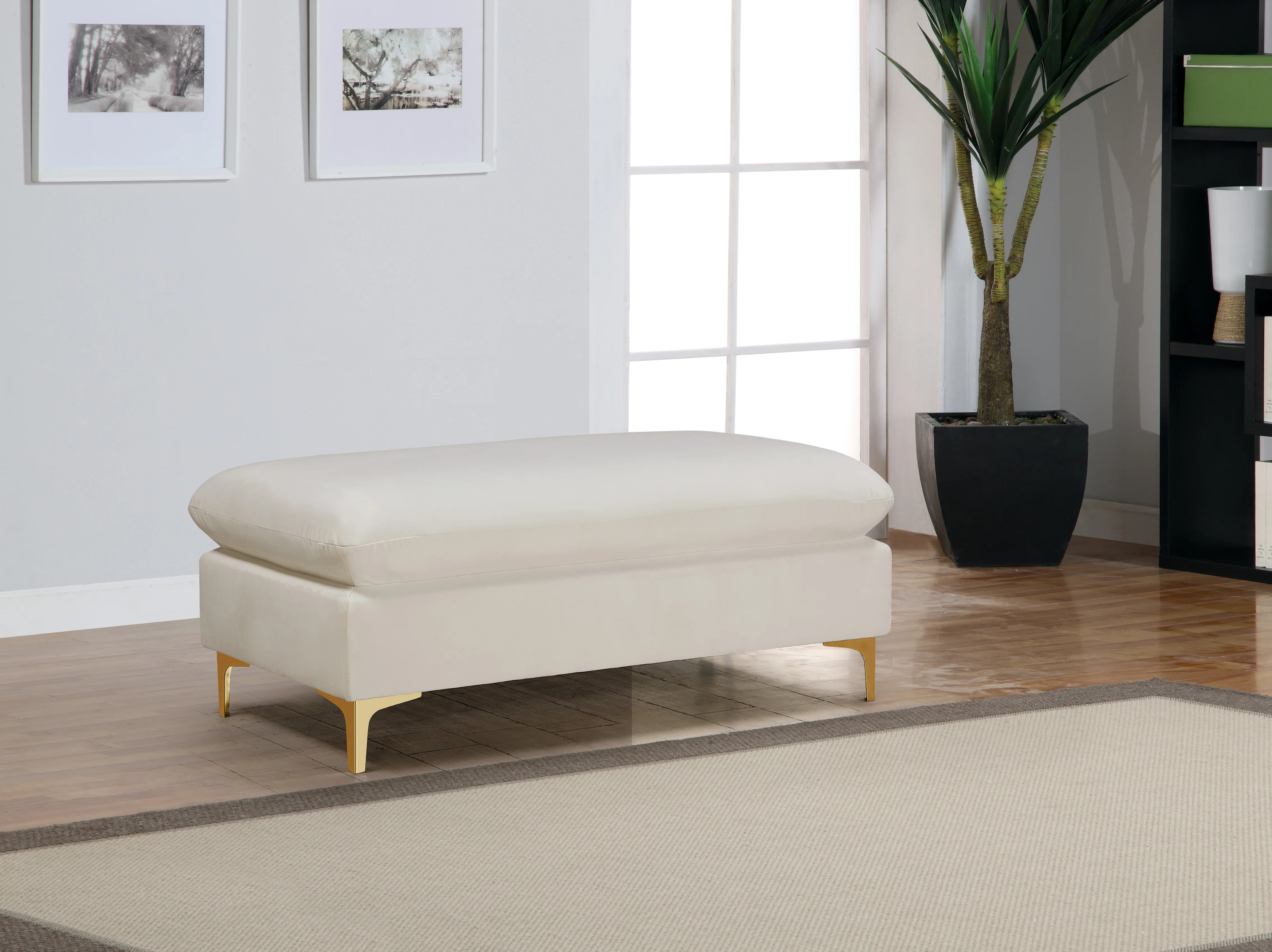 Naomi 48" Wide Velvet Rectangle Standard Ottoman | Wayfair North America