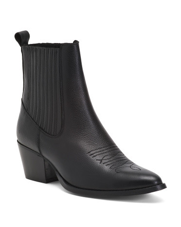 Made In Portugal Leather Western Booties | TJ Maxx