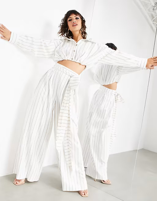 ASOS EDITION cropped shirt and wide leg pants set in stripe | ASOS (Global)