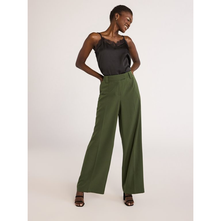 Scoop Women’s Ultimate Crepe Wide Leg Trousers, 32.5" Inseam, Sizes 0-20 | Walmart (US)