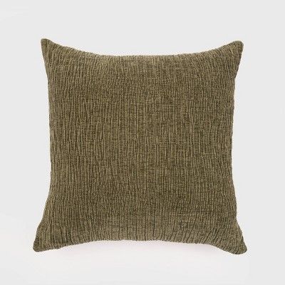 24&#34;x24&#34; Oversized Chenille Textured Washed Woven Lumbar Throw Pillow Green - Evergrace | Target