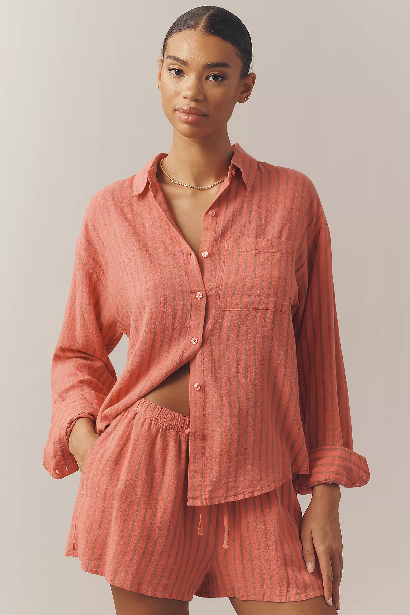 Z Supply Perfect Striped Long-Sleeve Buttondown Shirt | Anthropologie (US)