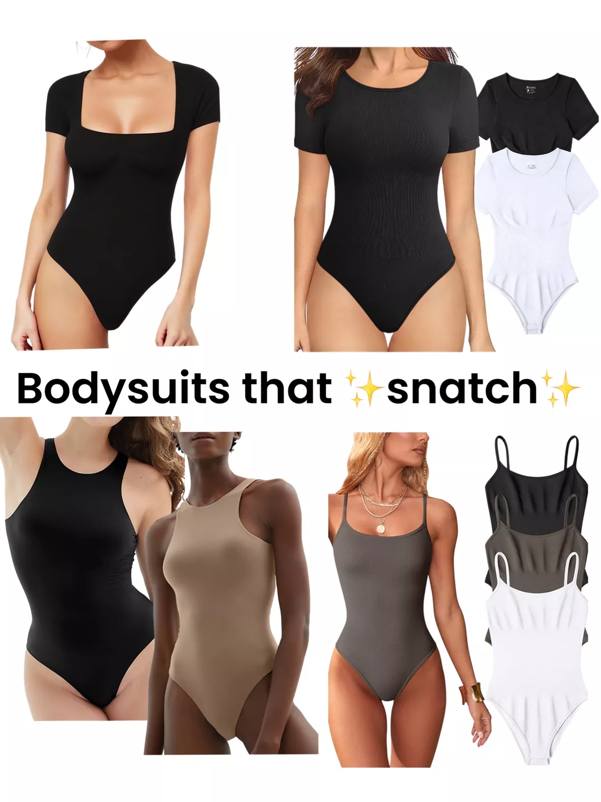 OQQ Women's 3 Piece Bodysuits Sexy Ribbed Sleeveless Adjustable