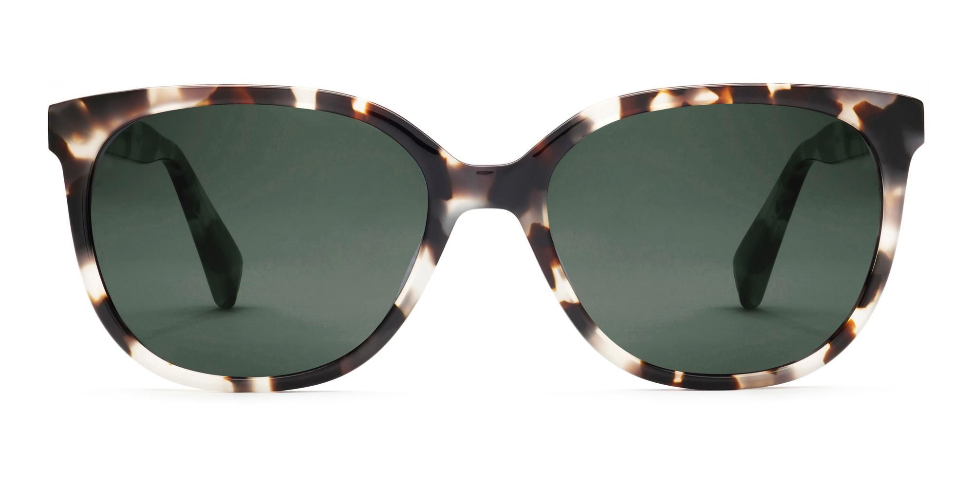 Raglan Sunglasses in Pearled Tortoise with Green Grey lenses for Women | Warby Parker