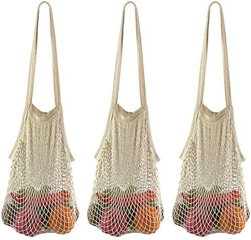 Net Shopping Bag BYETIVE Grocery Bag Cotton Mesh Produce Bags for Vegetables | Amazon (US)