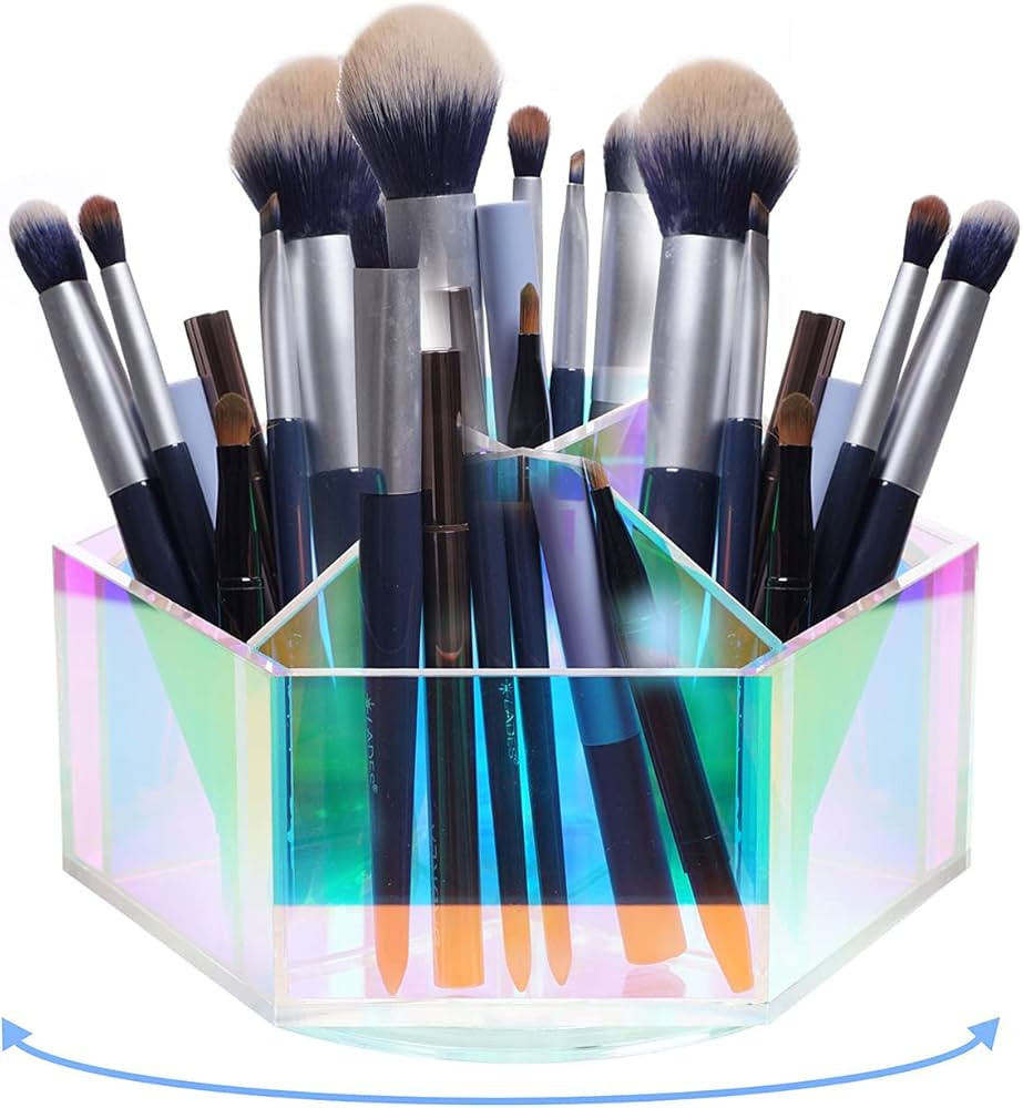 Luxurious Makeup Organizer,Spin, Iridescent Makeup Brushes Holder | Amazon (US)
