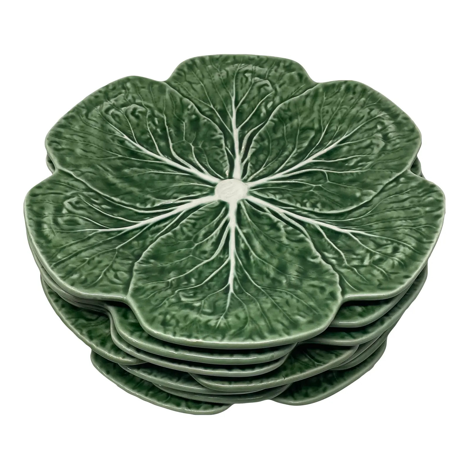 Set of 8 Set of 8 Bordallo Pinheiro Cabbage Dinner Plates | Chairish