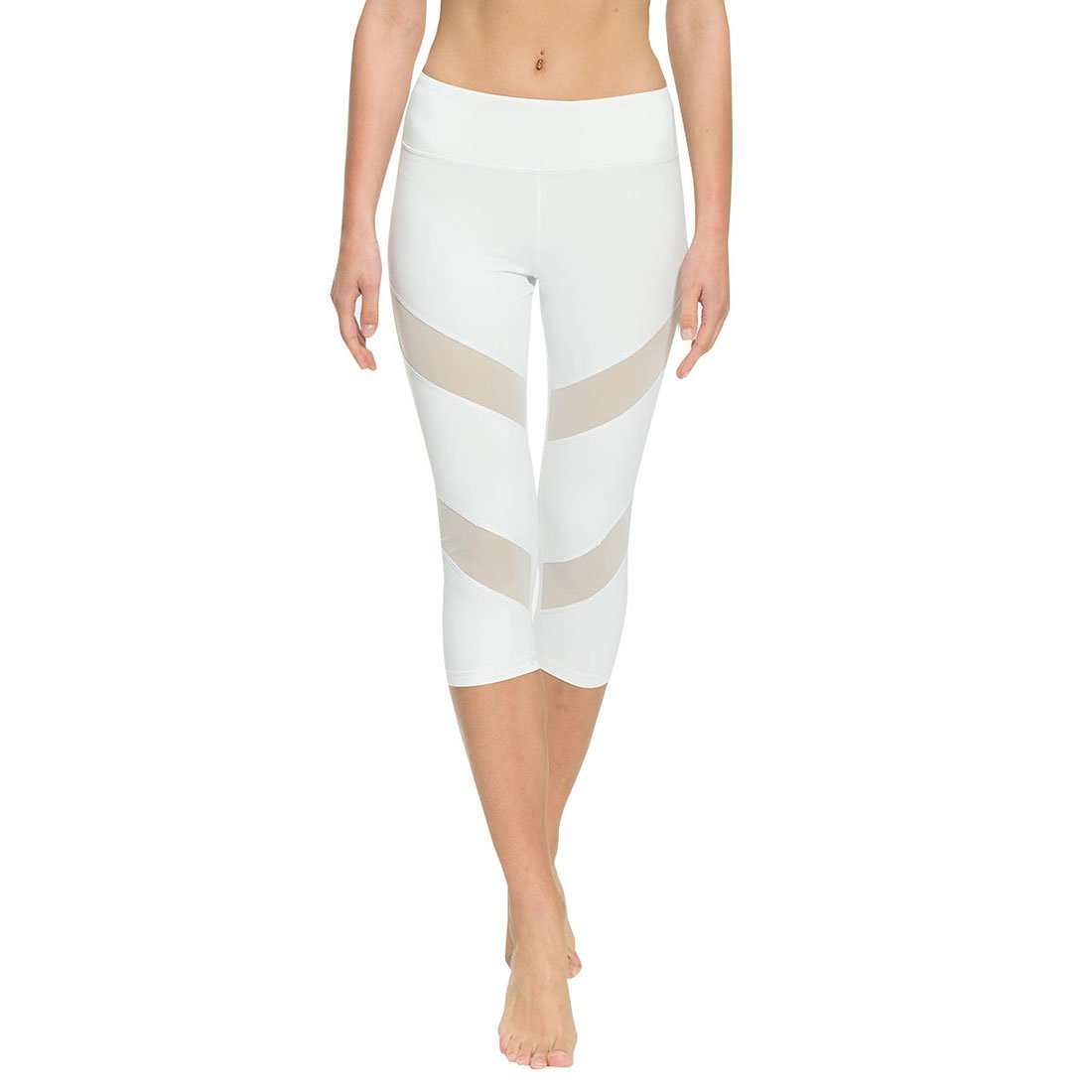 ONGASOFT Womens Capri Legging Yoga Pants Mesh Exercise Workout Leggings with Pocket | Amazon (US)