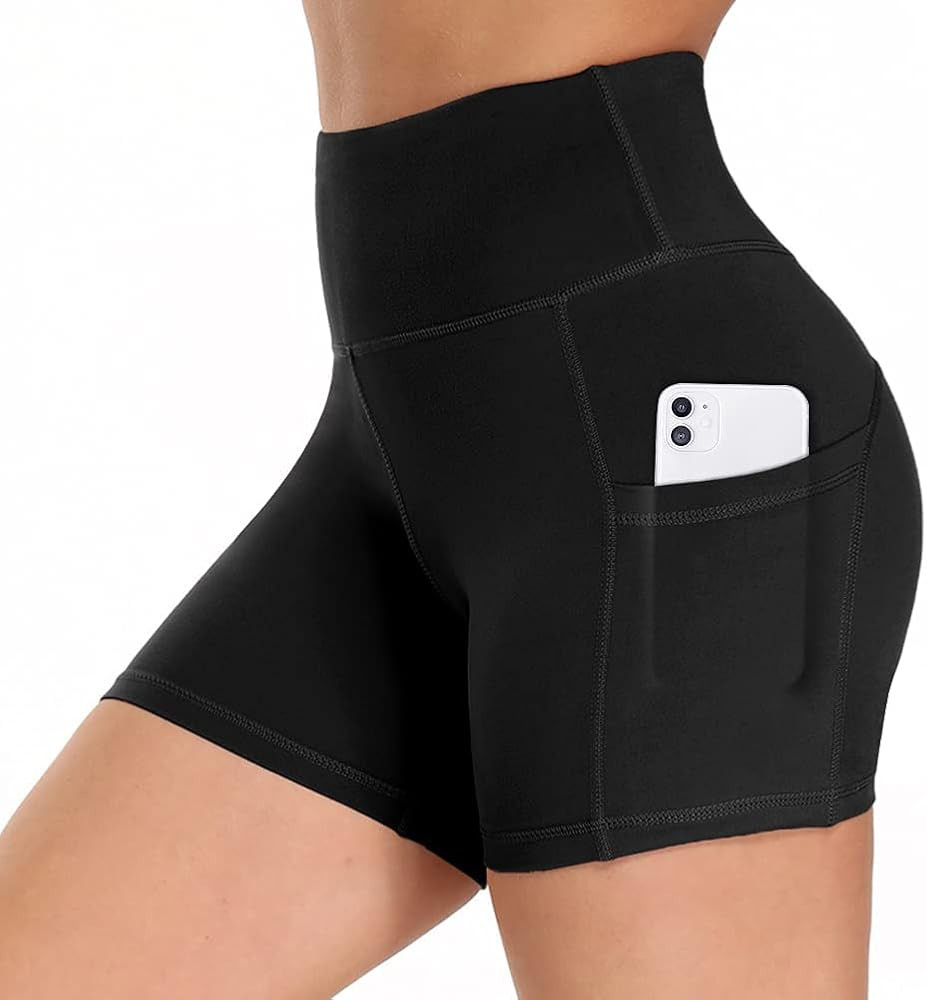 HLTPRO Spandex Biker Shorts for Women with Pockets, High Waisted Workout Gym Yoga Shorts | Amazon (US)