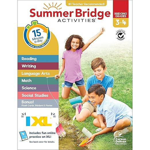 Summer Bridge Activities 3rd Grade Workbooks to 4th Grade Workbook, Math, Language Arts, Science,... | Amazon (US)