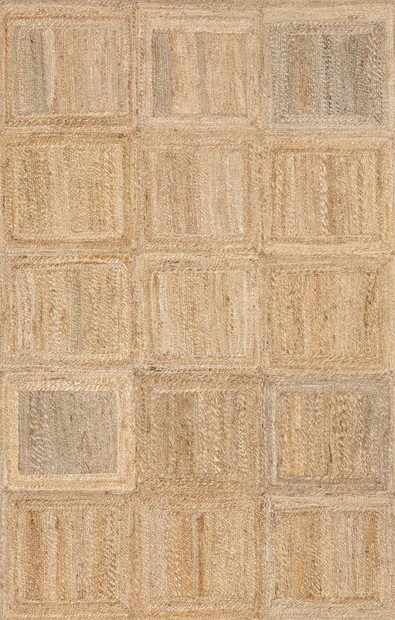 Natural Elvira Jute Tiled 5' x 8' Area Rug | Rugs USA