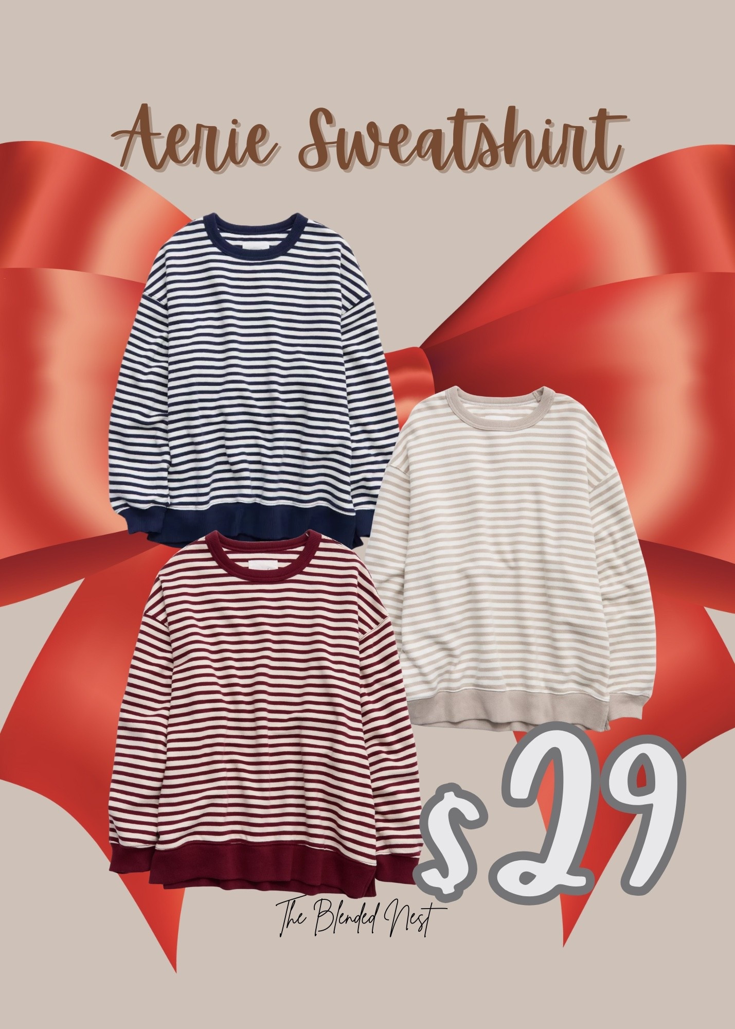 I just ordered the red and the tan stripped because these sweatshirts from Aerie will sell out fast!   And that price is amazing!!
***I ordered an XS

#LTKFindsUnder50 #LTKOver40 #LTKSaleAlert