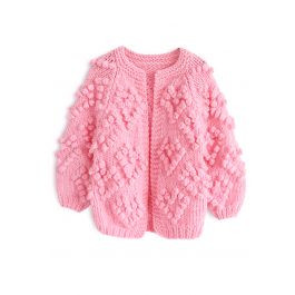 Knit Your Love Cardigan in Hot Pink For Kids | Chicwish