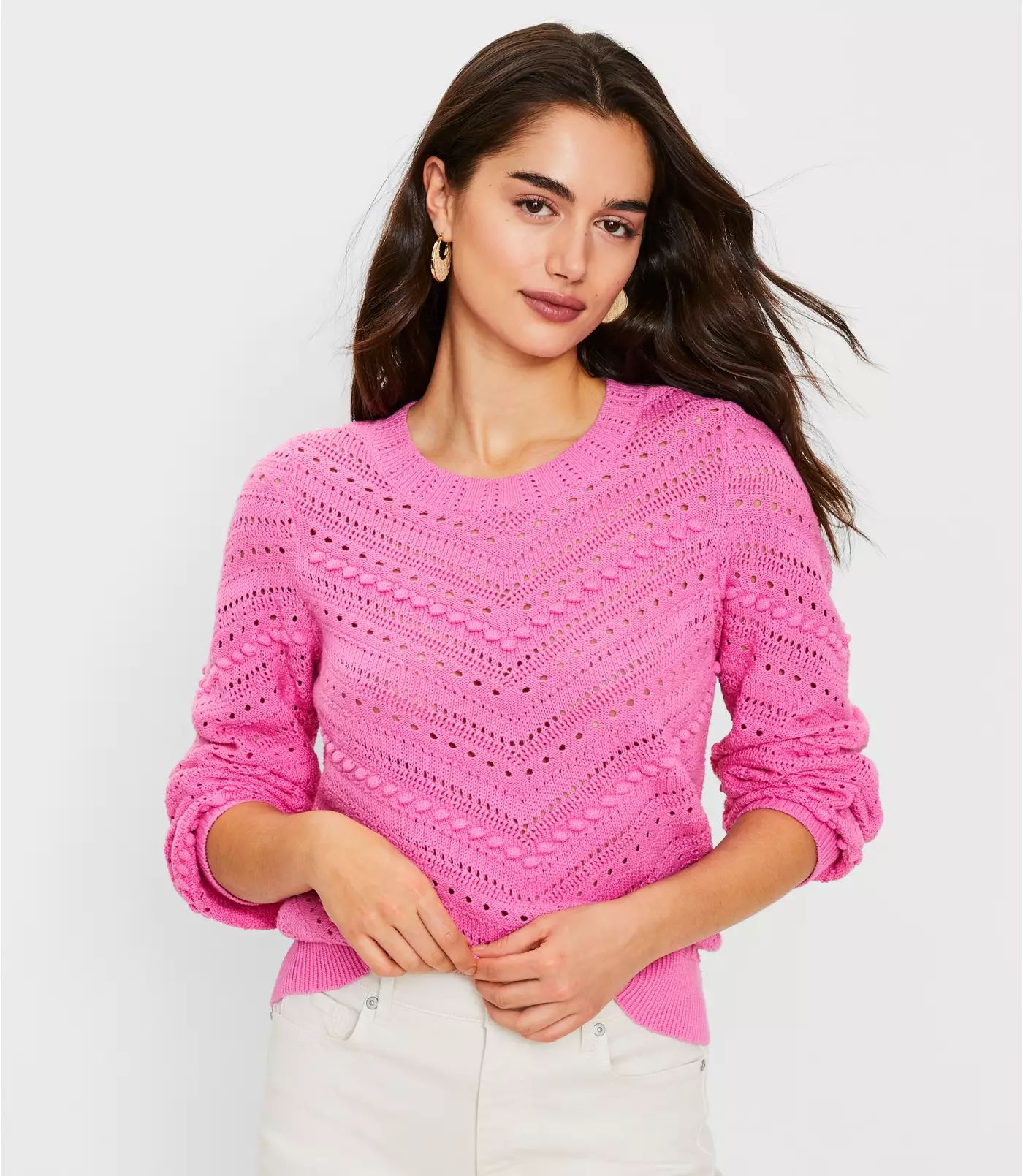 Bobble Pointelle Sweater | LOFT