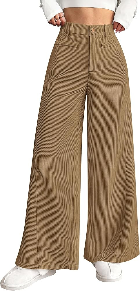 PRETTYGARDEN Women's High Waisted Corduroy Pants Casual | Amazon (US)