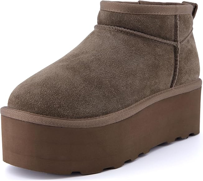CUSHIONAIRE Hippy Women’s Platform Ankle Boots – Genuine Suede, Faux Fur Lining, Cozy Winter ... | Amazon (US)