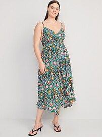 Waist-Defined Sleeveless Matching-Print Maxi Dress for Women | Old Navy (US)