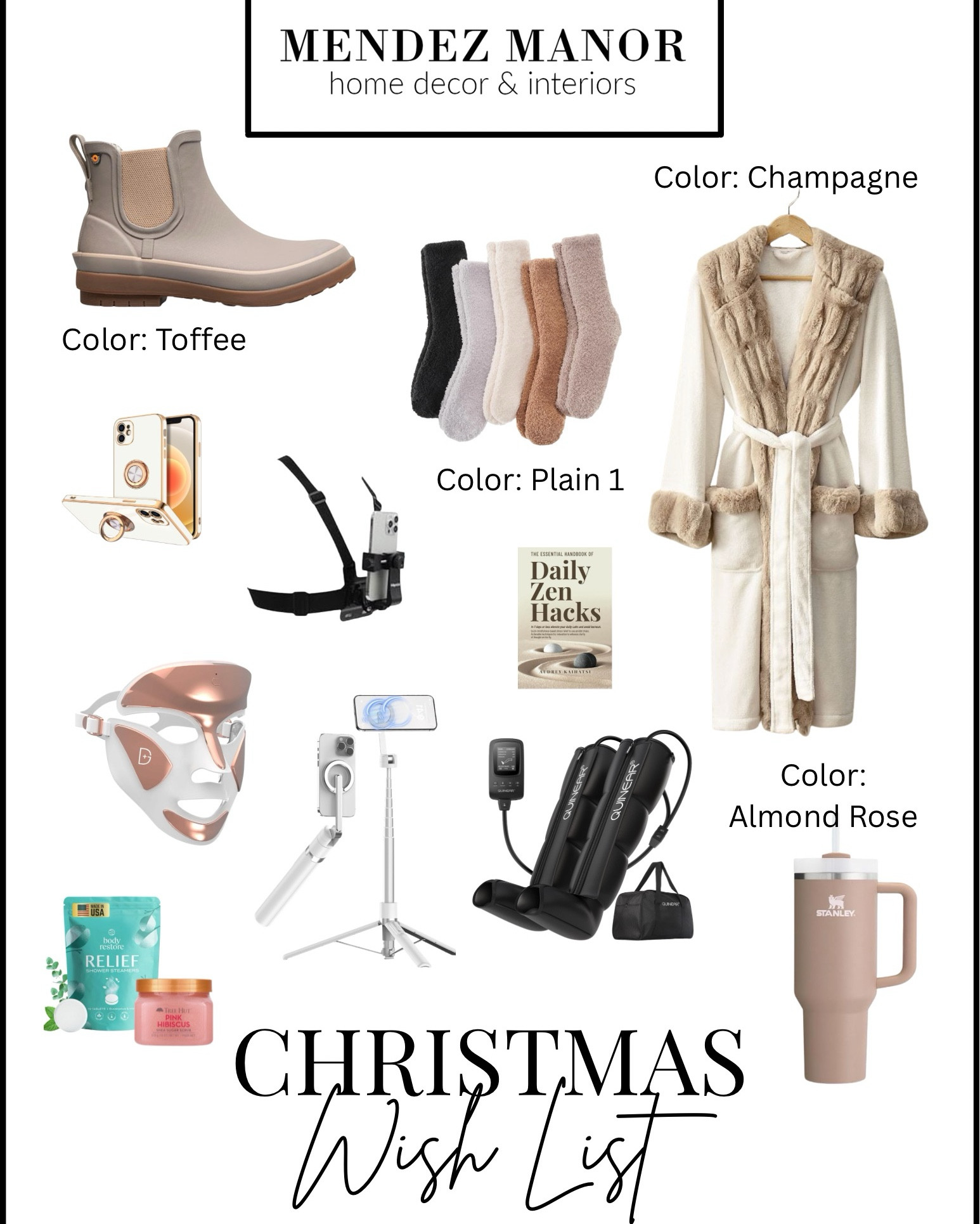 Put together my own Christmas wish list. Everything from Splurge gifts to stocking stuffers. 

#bathrobe #cozyoutfit #matchingset #giftguide #socks #redlightmask 

#LTKCyberWeek #LTKHoliday #LTKGiftGuide