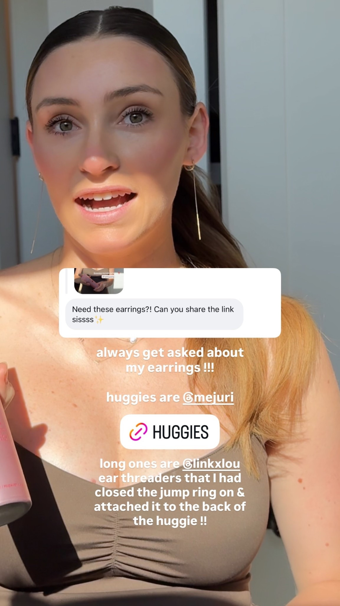 always get asked about my earrings !!!

huggies are @mejuri  long ones are @linkxlou ear threaders that I had closed the jump ring on & attached it to the back of the huggie !!