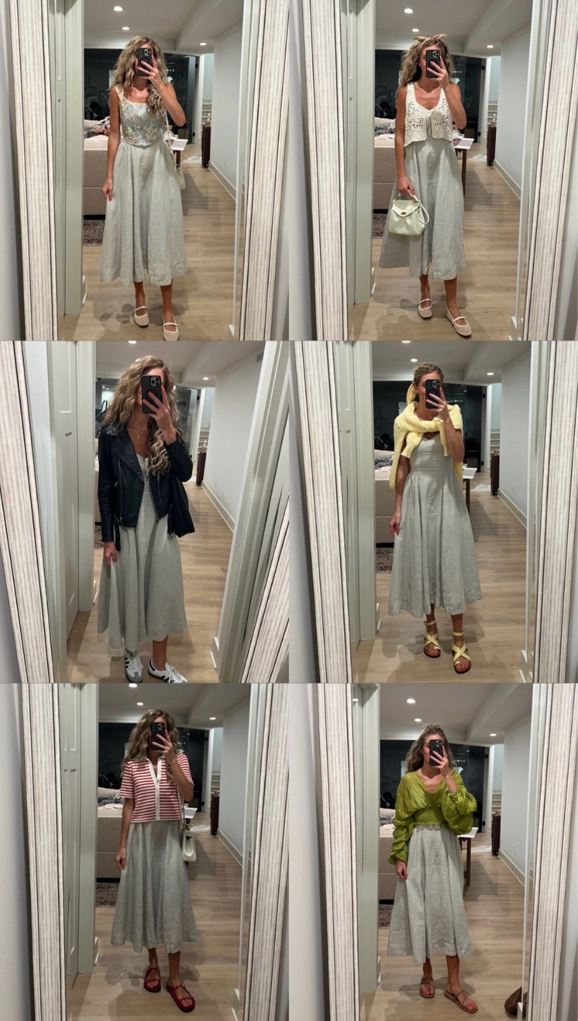 European summer outfit ideas with one linen dress from @Aritzia 
Wearing my true size in the dress
Medium in jacket to layer under. Very comfy and not stiff. I’ve had this one for years
Medium in corset (I sized up) this is old from altard state so linked similar ones
Crochet top is old from altard state so linked similar ones
Medium in butter yellow cardi. My true size 
Small in crochet striped top. 

#LTKTravel #LTKSeasonal #LTKTravel #LTKSeasonal