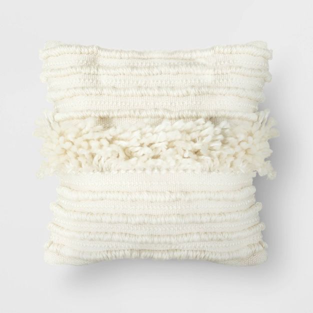 Outdoor Throw Pillow Tufted Fringe Cream - Threshold™ | Target