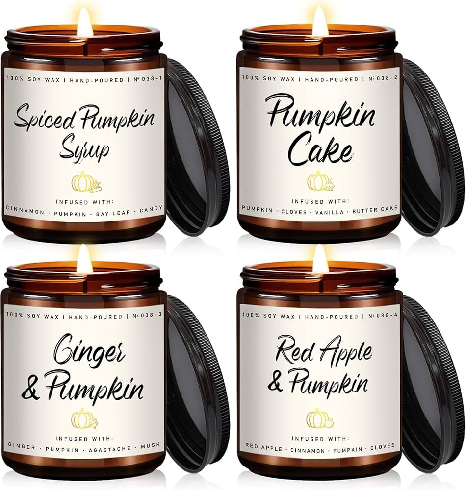 Fall Candles Set | 4Pack Pumpkin Candle, Halloween Candles, Pumpkin Candles for Halloween - Fall ... | Amazon (US)