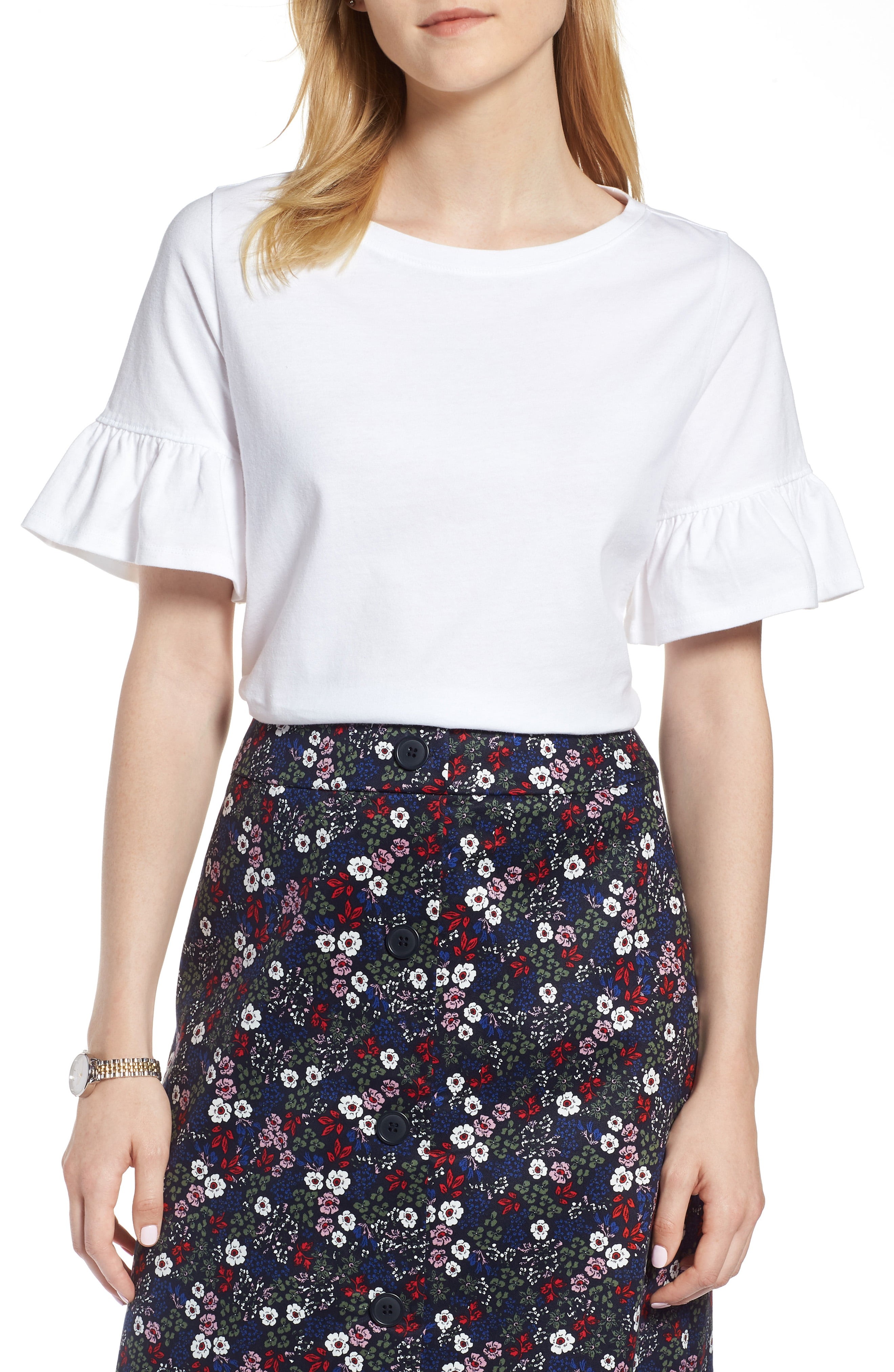 1901 Ruffle Sleeve Top (Regular & Petite) | Nordstrom